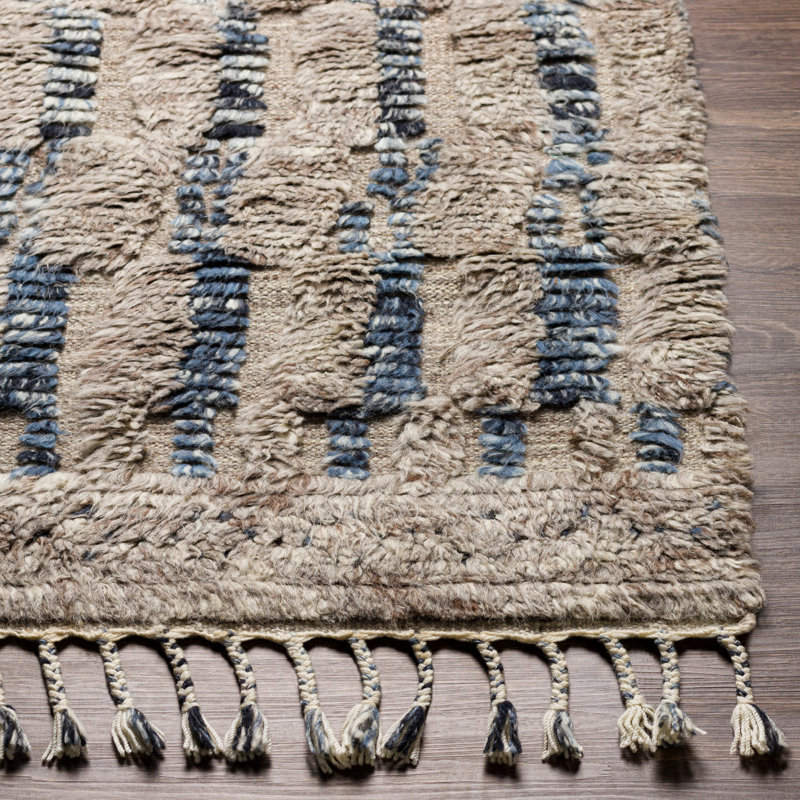 Kenady Hand Knotted Wool Southwestern Area Rug, Rectangle 8'10" x 12'