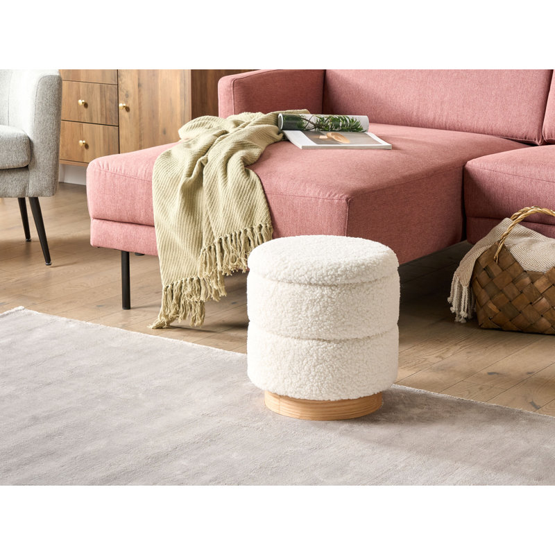 Bolinas 35cm Wide Round Footstool Ottoman with Storage