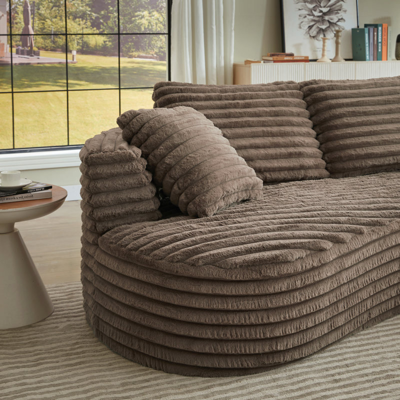 Modern Curved L-Shape Luxury Sectional Oversized Sofa: Minimalist Design, Comfy Sleeper Couch For Living Room, Apartment & Reception Spaces,No Assembly Required