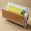 Porte-lettres Mid-Century en similicuir caramel