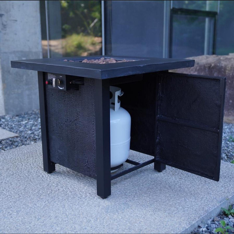 25" H Outdoor Patio Propane Gas Fire Pit Table - 50,000 BTU High-Temperature-Resistant Carving Process For Environmentally Friendly Materials With The Effect Of Rattan Weaving Grain