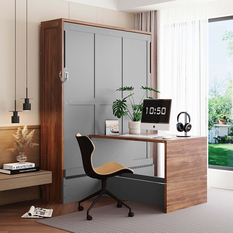 Lit escamotable peu encombrant avec bureau pliable intégré