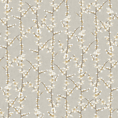 Spring Blossom Sakura Row Tree Stem 33' L x 21" W Wallpaper Roll