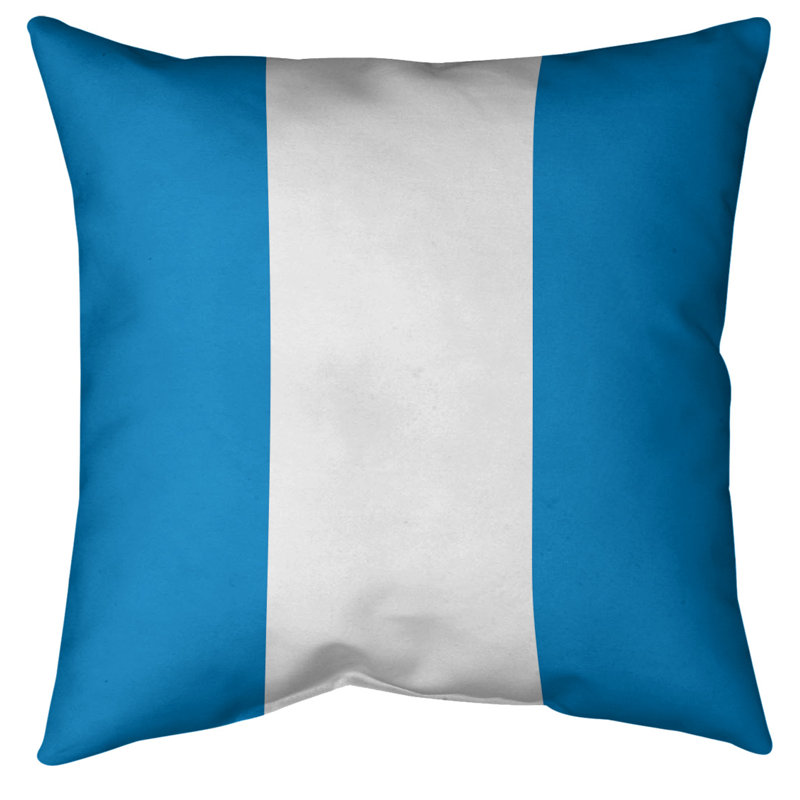 Housse de coussin , 18 po x 18 po, Bleu / Blanc, Simili suède