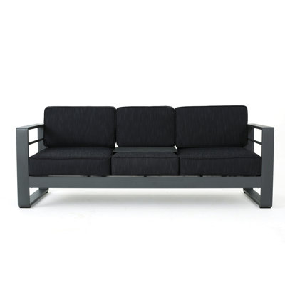 3 Seater Sofa W/ Metal Tray Grey
