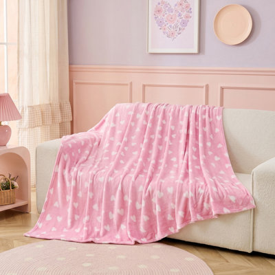 MXM FUN HEARTS FLANNEL THROW 170X230 MULTI