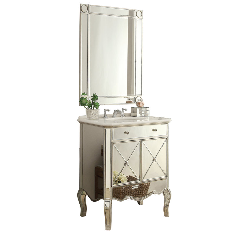 Ensemble de meuble-lavabo simple 30 po avec miroir Zadie, Argent
