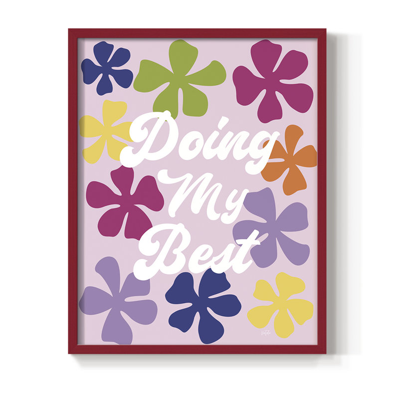 «Doing My Best», reproduction encadrée - bois massif, H 30 po x l 24 po, Rouge