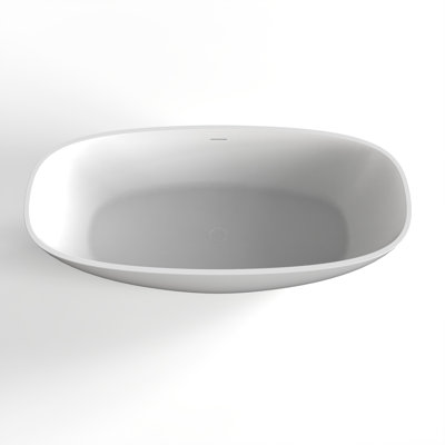Baignoire de trempage autoportante ovale 66,9 pouces à surface solide blanc mat