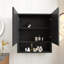 Armoire de rangement murale 26 po avec 2 portes, tablettes et compartiment de rangement ouvert noir