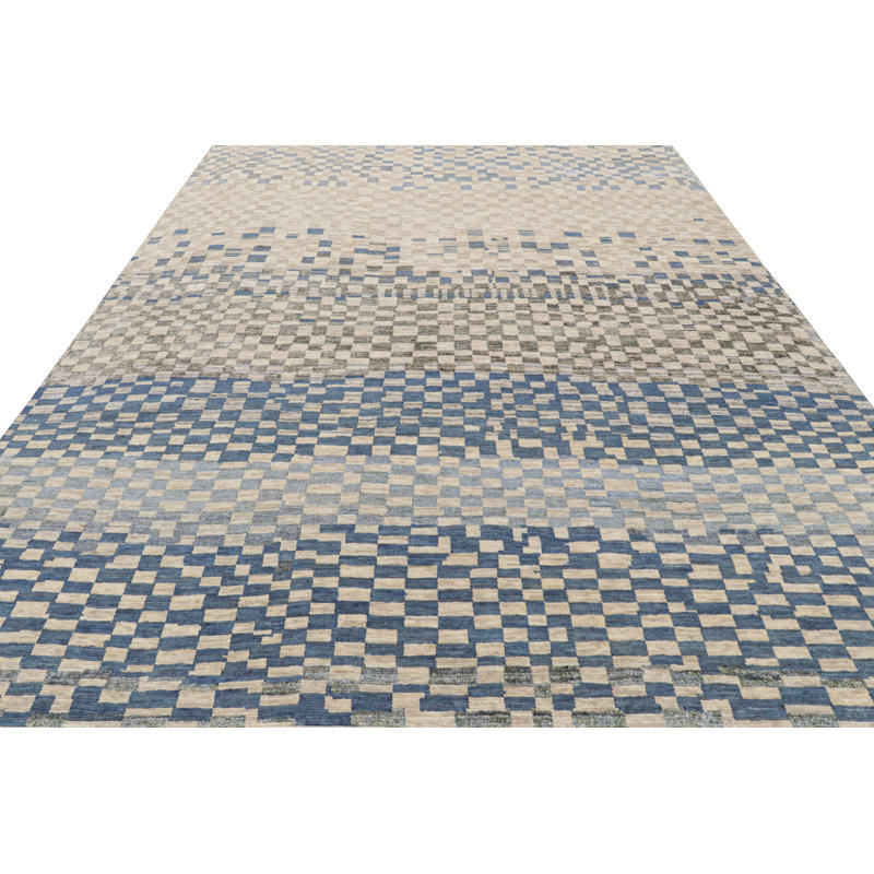 Moroccan Hand Knotted Geometric Area Rug, Rectangle 8' x 10'
