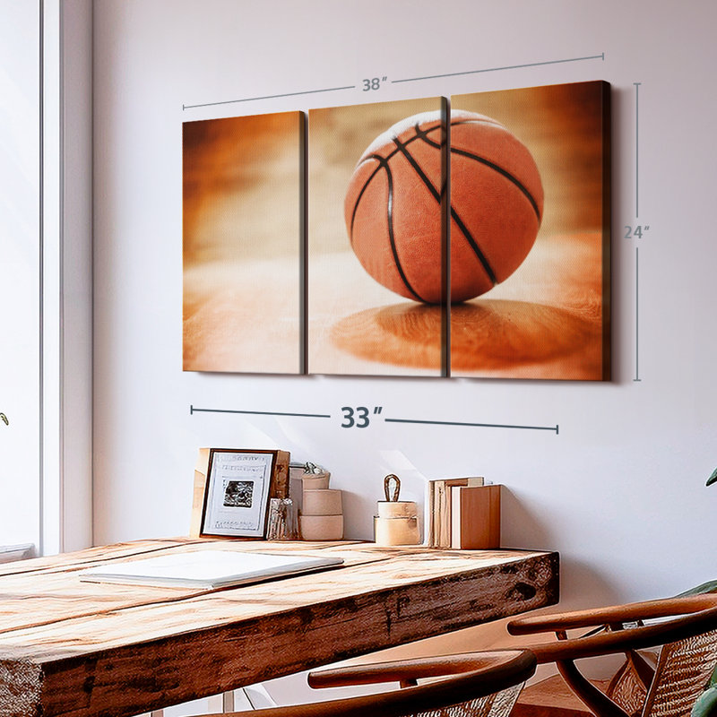 «Orange Basketball», 3 pièces, H 24 po x l 38 po x P 1,25 po