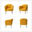 Fauteuil demi-tonneau en velours capitonné Ratzlaff-380475275