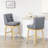 Bar Height Bar Stools Set Of 2, 180 Degree Swivel Barstools, 30" Seat Height Bar Chairs With Solid Wood Footres And Button Tufted Design, Grey