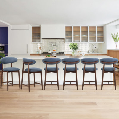 Upholstered Counter Stool with Solid Wood Frame