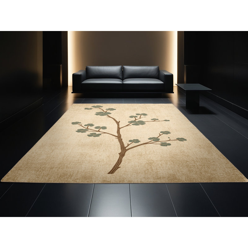 Machine Washable Hartsdale St Patties Modern & Contemporary Abstract Rug in Beige – Beige Binding, 8x12