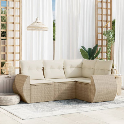 Ensemble de canapé de jardin en acier thermolaqué beige 4 pièces Vidaxl