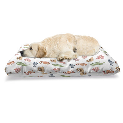 Multicolore, lit pour animal de compagnie Ambesonne Sea Life, diverses créatures marines colorées et dessins de griffonnages sous l'eau, coussin résistant à mâcher pour chien et chat, avec housse amovible, 24 po x 39 po