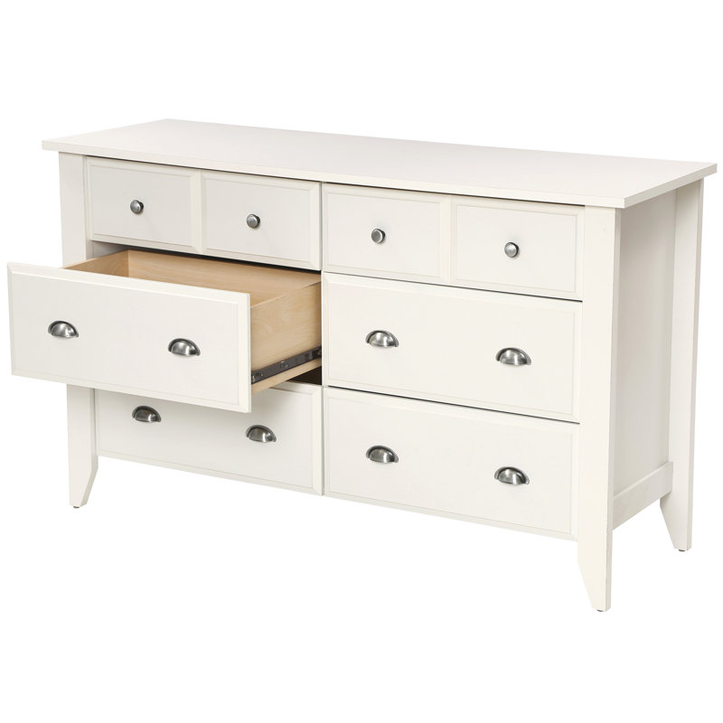 Commode à 6 tiroirs Georgete, Blanc doux
