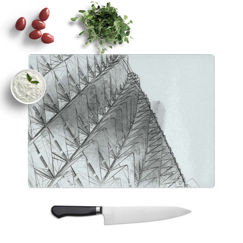 Tempered Glass Architecture Sketch Vol.36 Chopping Board, 39 cm W x 28.5 cm L