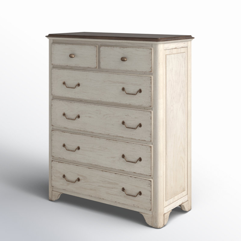 Americana Six-Drawer Chest, Cream/Beige/Brown
