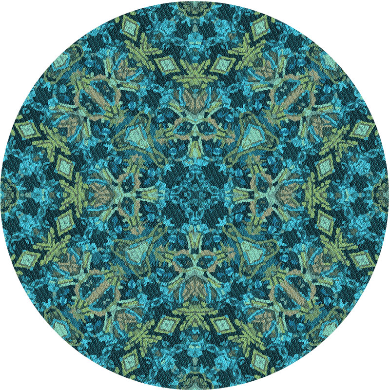 Tapis bleu en laine damassé, Rectangle 2 pi x 4 pi