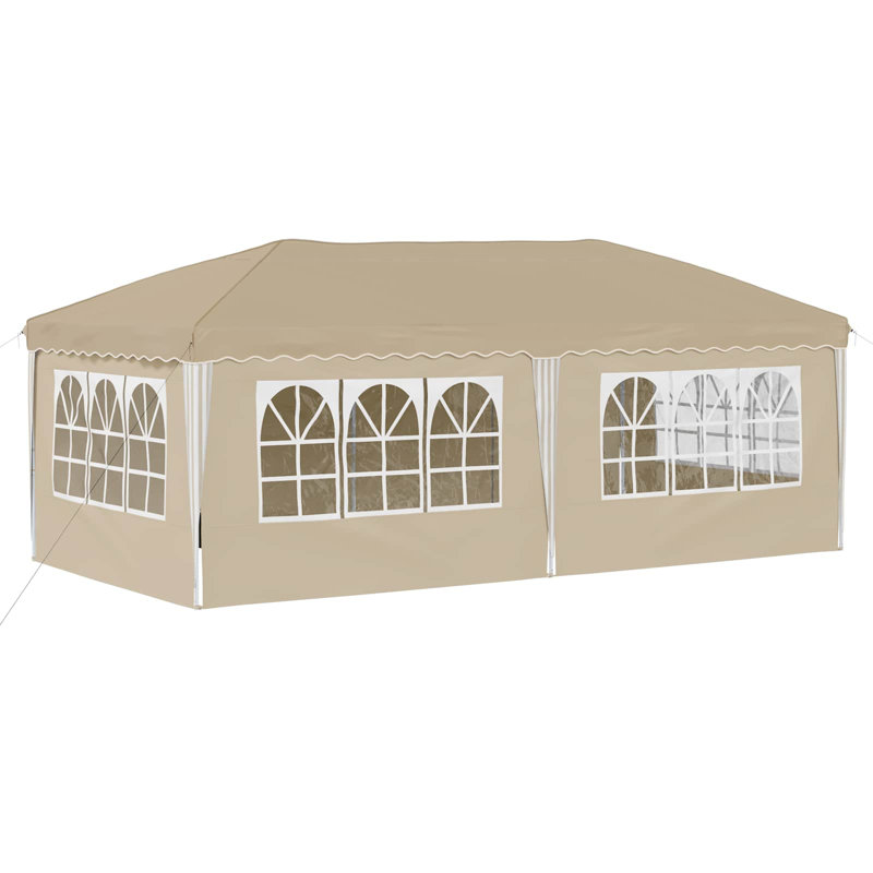Vidaxl Pop-Up Party Tent 210D Oxford With Sliver Coating Event Shelter Gazebo, Cream