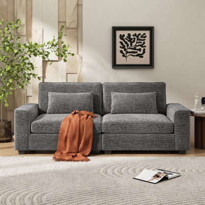 Canapé de 79,5 po en tissu moderne avec coussins, accoudoirs élégants et structure en bois massif robuste - siège confortable pour le salon, la chambre à coucher ou le salon de bureau