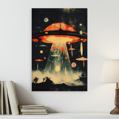 Galactic Arrival Abstract Retro Landscape Nature Wall Art Print