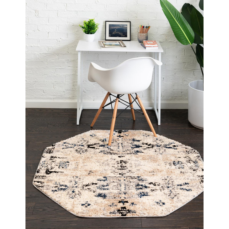 Tapis ivoire à motif géométrique Tucson, Carré 4 pi