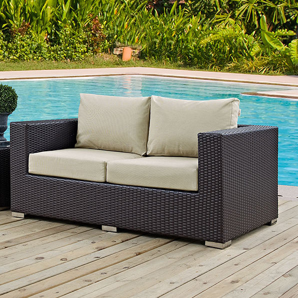 Causeuse d'extérieur en rotin Convene, Beige