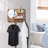 Wooden Key Rack With Mirror, Shelf And 4 Key Hooks For Rustic Entrances, Hallways, Living Rooms And Bedrooms(Oak)