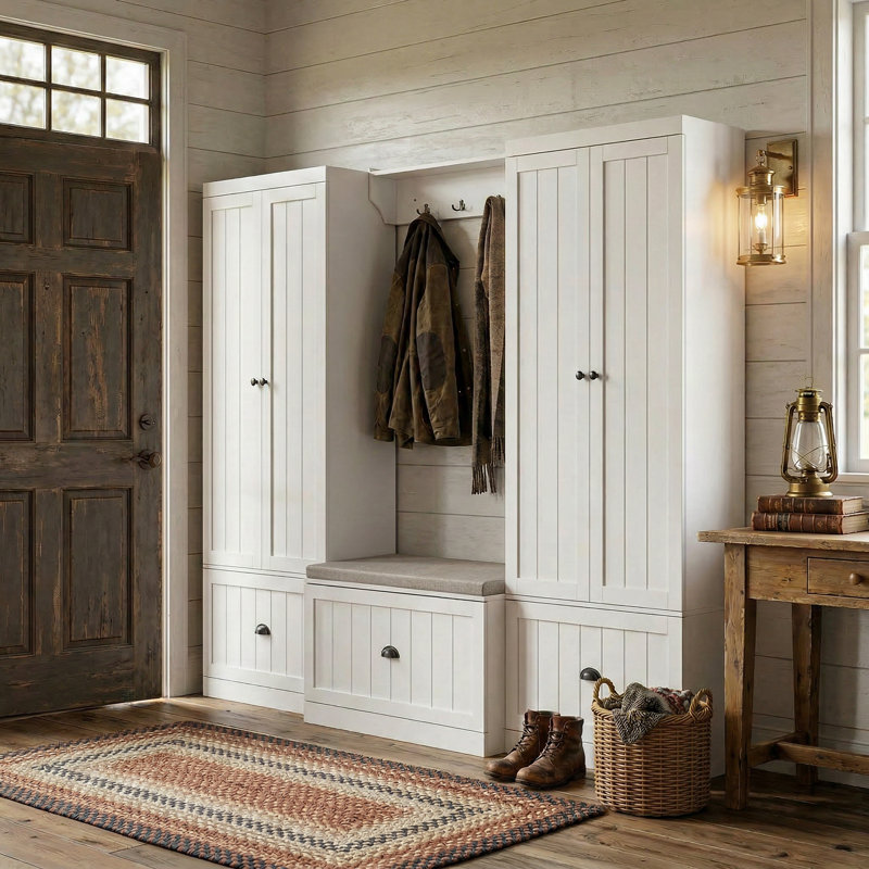 Padstow Hall Tree 86.7'' Wide with Bench and Shoe Storage