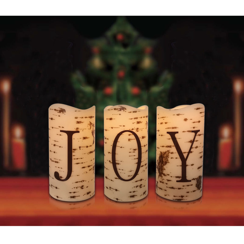 Battery Operated JOY Christmas LED Flame-Less Candles