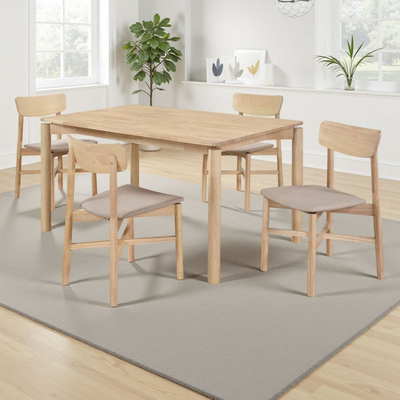 Rida Dining Table Set, White Washed, 5