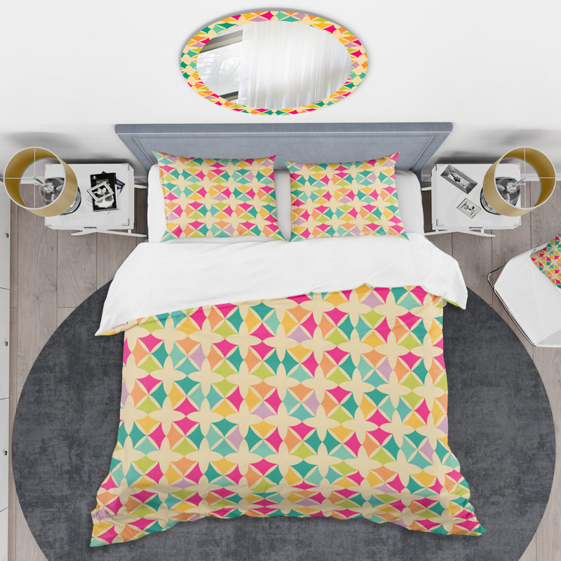 Retro Art Deco - Mid century bedding set - Modern Mid-century Bed cover set, King Duvet Cover + 2 Shams