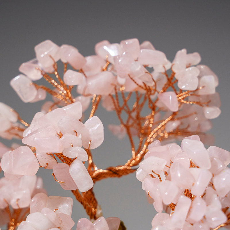 Genuine Rose Quartz Bonsai Tree In Round Ceramic Pot (8.5€ Tall)