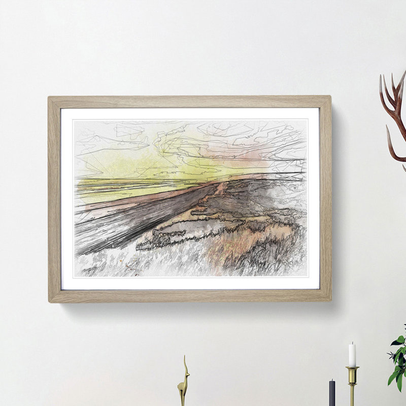 Over a Beach in New Zealand - Picture Frame Graphic Art Print, Oak Framed, 36cm H x 48cm W x 2cm D