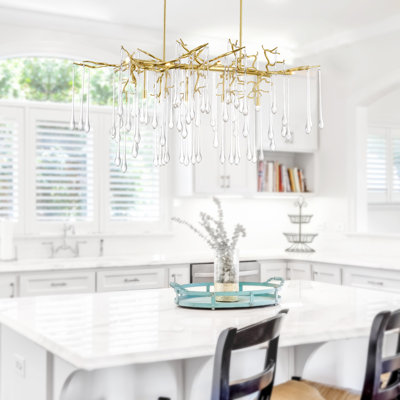 Modern Statement 47" Gold Chandelier for Dining Room Open Space Kitchen Foyer Bedroom Entryway, 10-Light with G9 Bulb Base