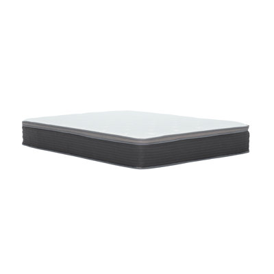 12" Plush Euro Top Gel Memory Foam Pocket Spring Hybrid Mattress in a Box, White/Gray