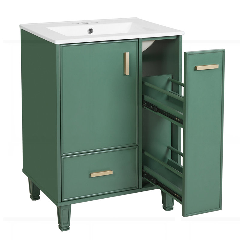 Meuble-lavabo 24 po avec lavabo, Vert