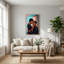 Couple pictural se touchant le front avec une rose rouge - Toile murale-468134444