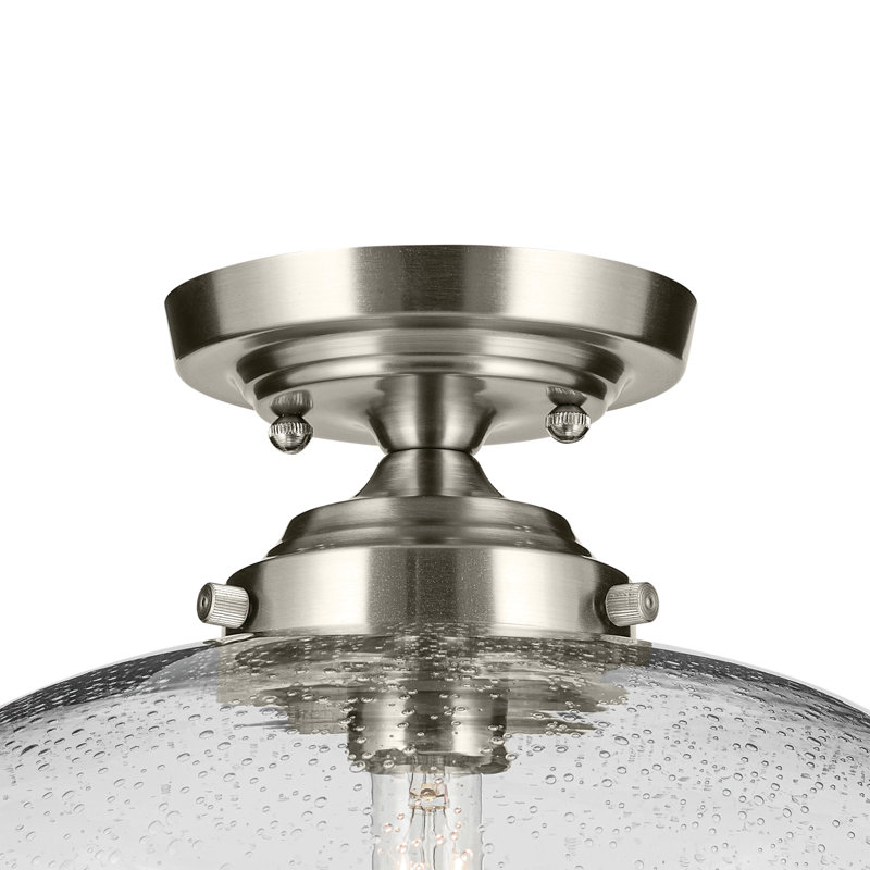 Plafonnier encastré 1 lumière 14,5 po, Nickel brossé