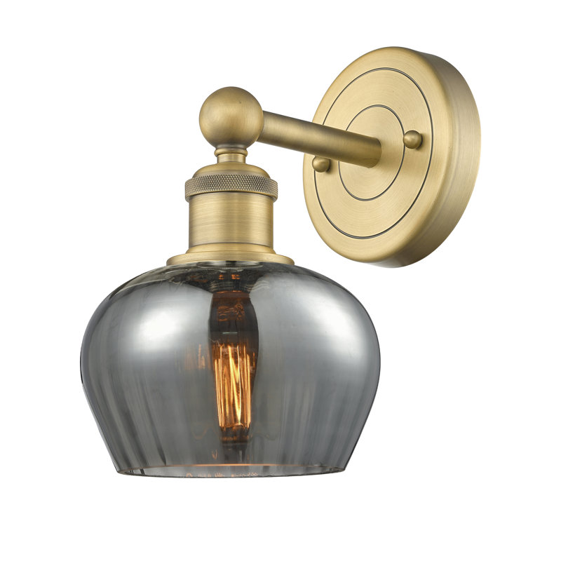 Canute Armed Sconce, Plated Smoke, Brushed Brass