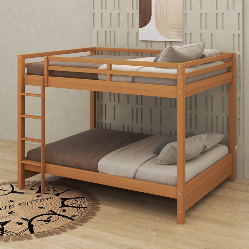 Queen Size Bunk Bed With Ladder, Wood