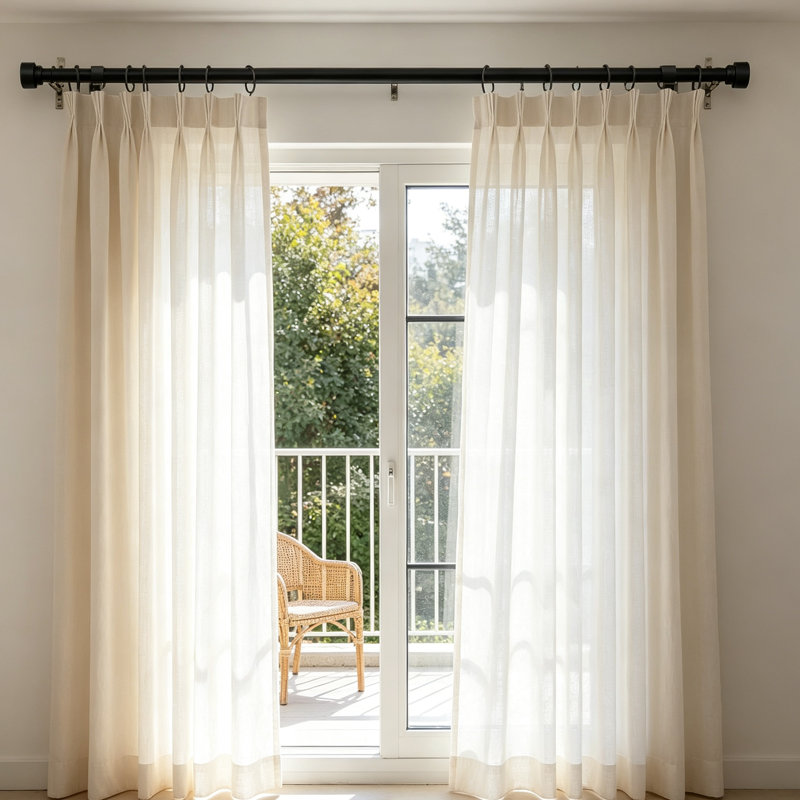 Natural 80cm to 365cm 2.5cm Single Curtain Pole