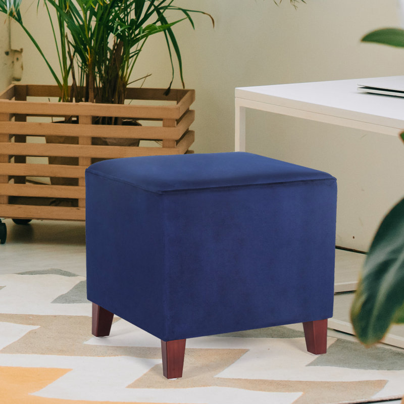 Moorhouse Upholstered Ottoman, Blue 100% Polyester