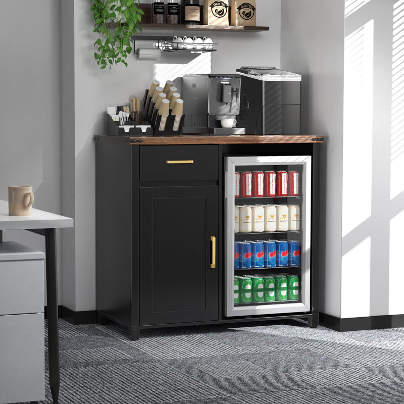 Coffee Bar with Mini Fridge Space, Mini Fridge Cabinet Stand,Liquor Wine Cabinet for Dorm, Kitchen or Office, 39.4" W X 20.9" D Tabletop