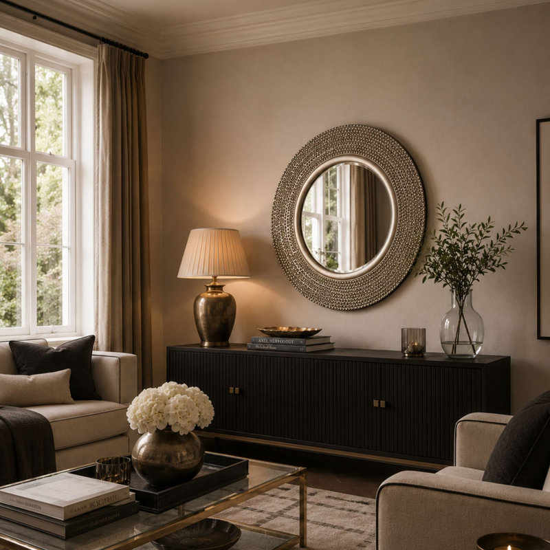 Julien Round Mirror, Silver Leaf