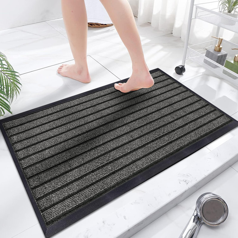 Kohner Non-Slip Indoor/Outdoor Hallway Kitchen Bedroom Rubber Door Mat, Grey, Rectangle 80 x 150 cm